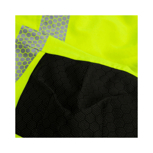Close-up of Heavy Duty BreatheDry Hi-Viz Yellow Smock showcasing waterproof fabric and reflective details.