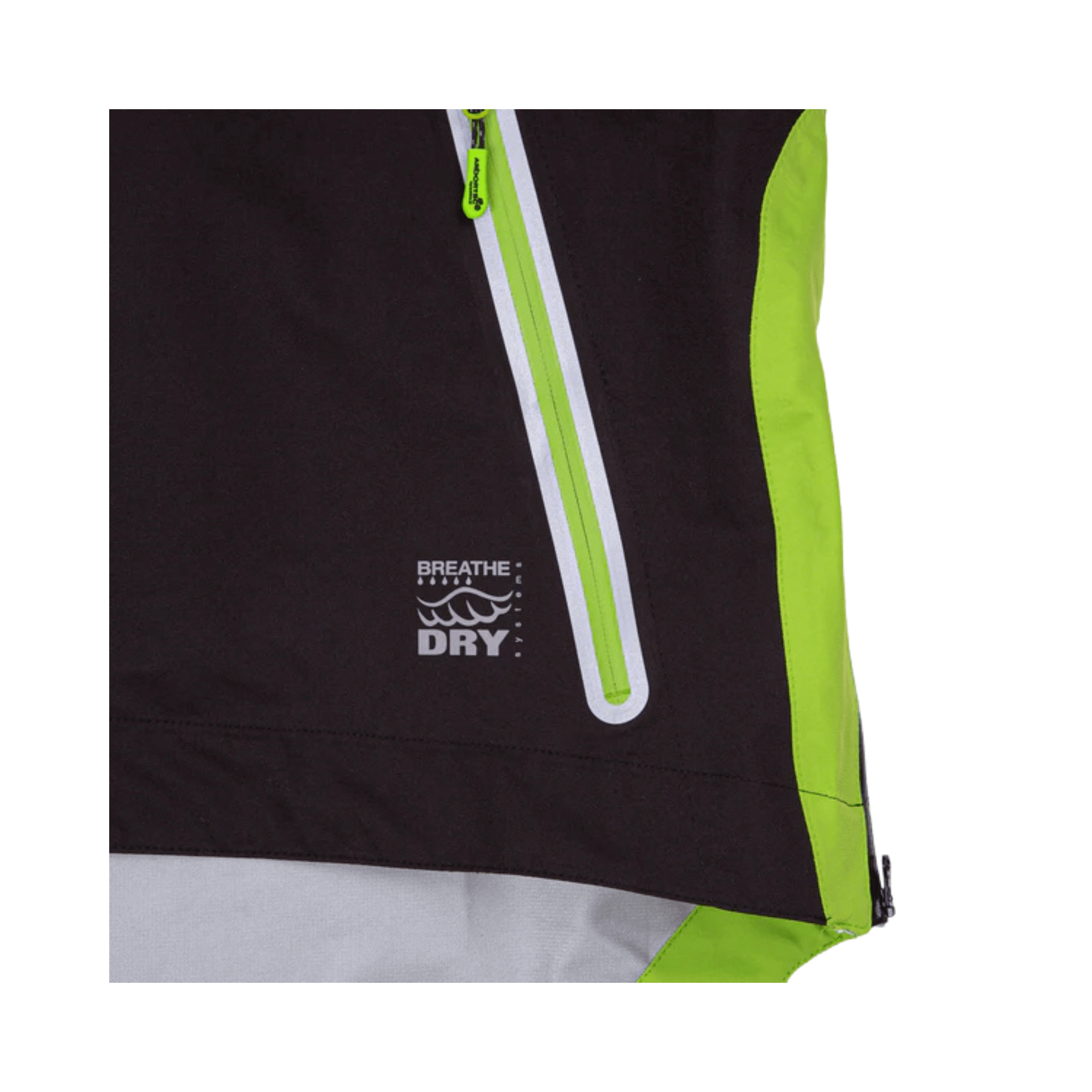 Breathedry Waterproof Smock detail featuring logo and zipper, ideal for tree surgeons and arborists.