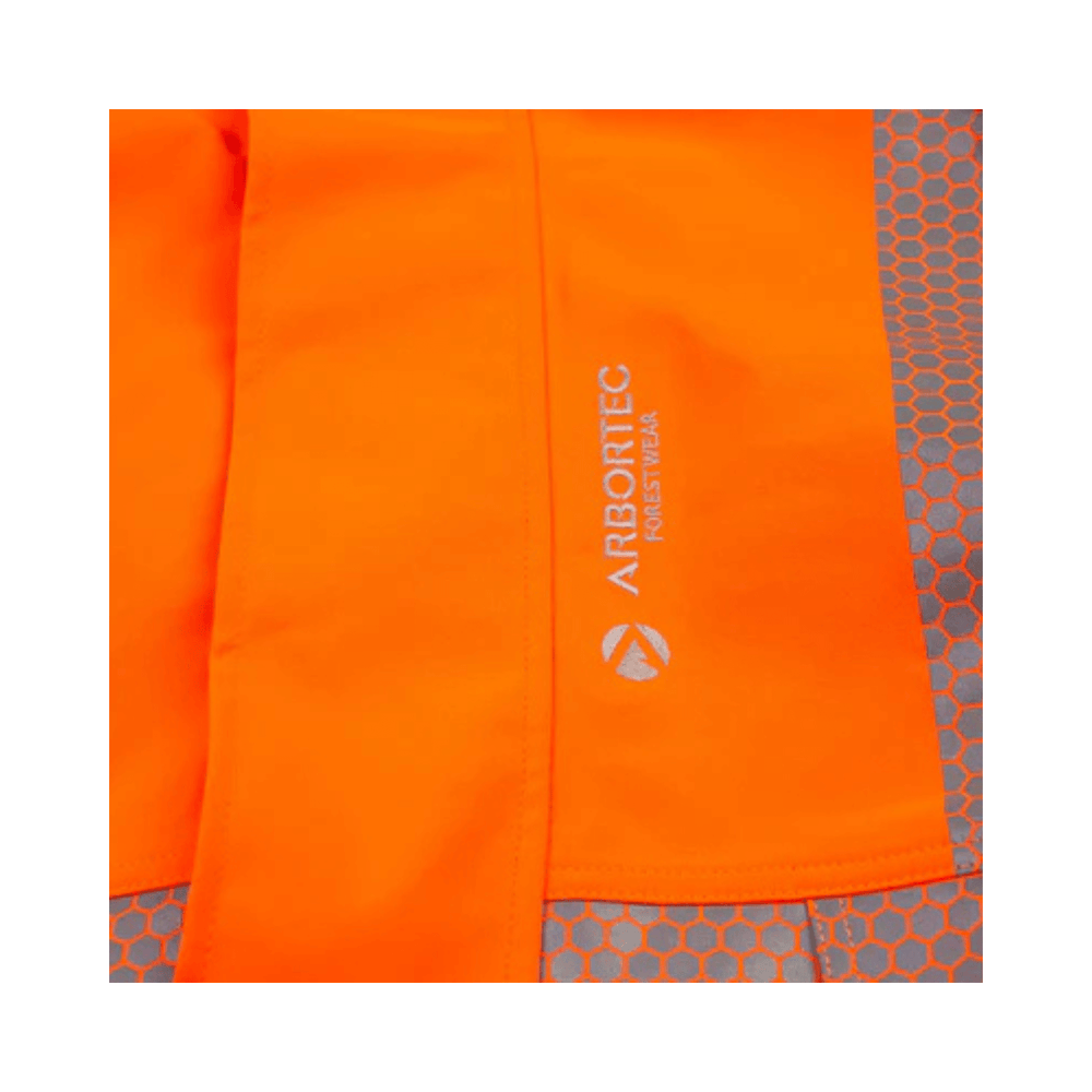 Heavy Duty BreatheDry Hi-Vis Smock close-up showcasing durable orange fabric for arborists and tree surgeons.
