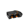 STIHL ADA 700 double battery adaptor for RMA 765 V. Allows simultaneous use of two batteries for extended runtime. Black, connects to the battery slot