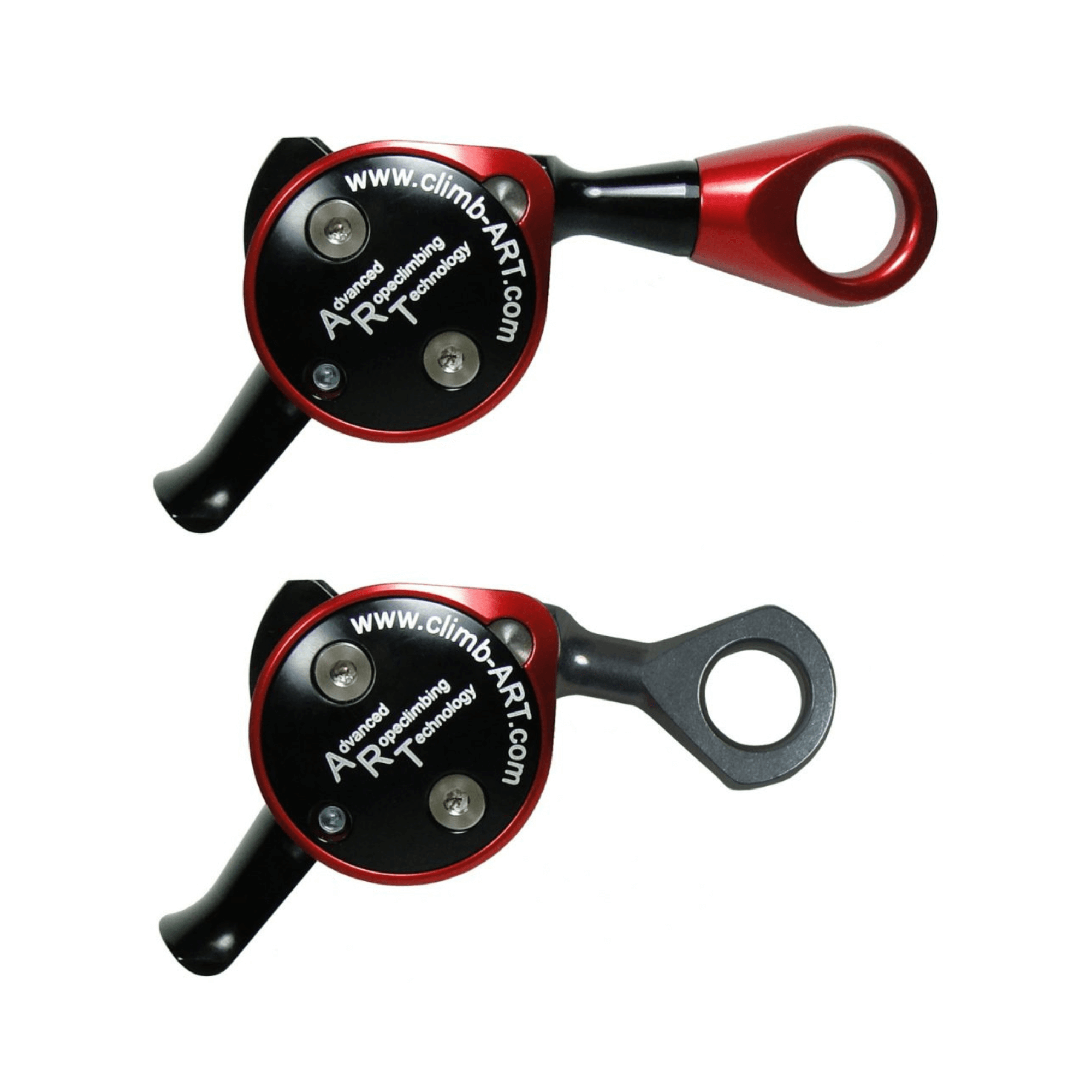 Two red and black climbing devices with 'www.climb-ART.com' branding on a white background.