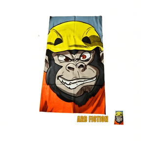 Monkey Buff featuring a playful monkey design in a hard hat, ideal for tree surgeons and outdoor activities.