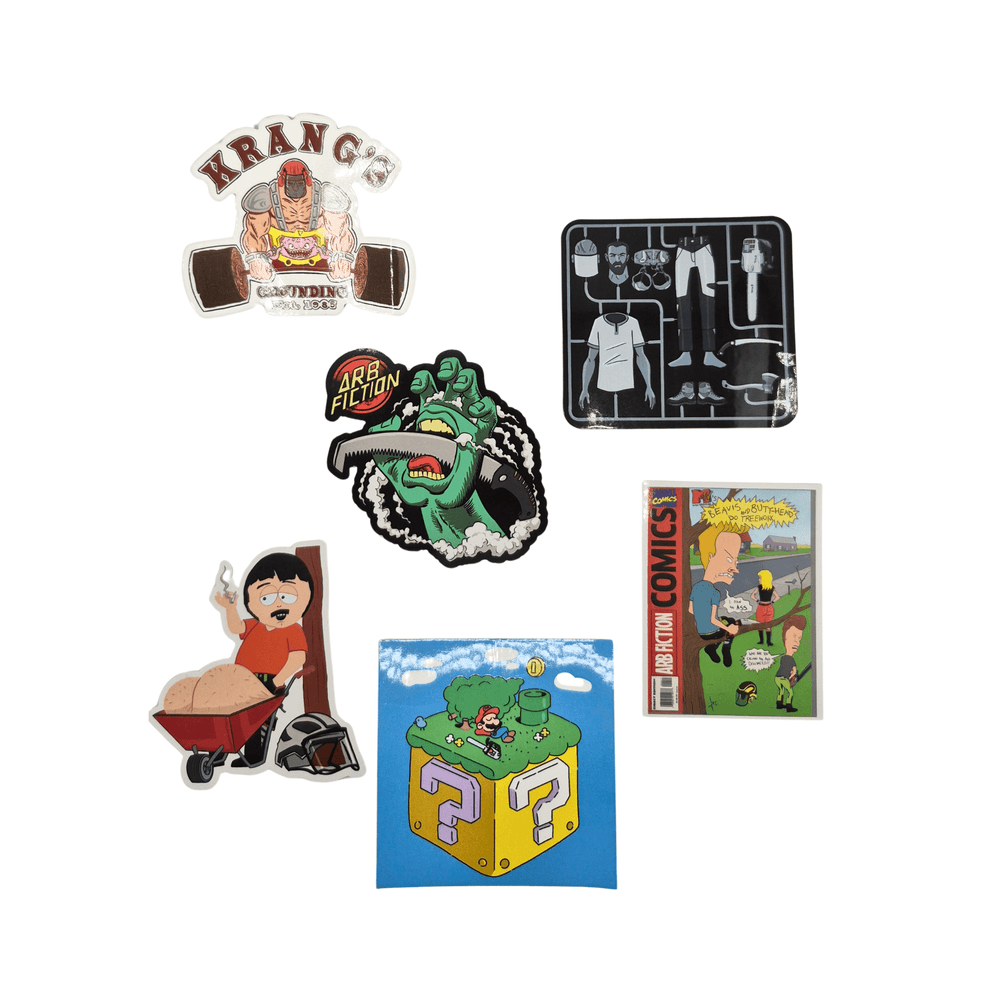 Sticker Collection Volumes 1 to 9 featuring unique designs from pop culture on high-quality Arb Fiction stickers.