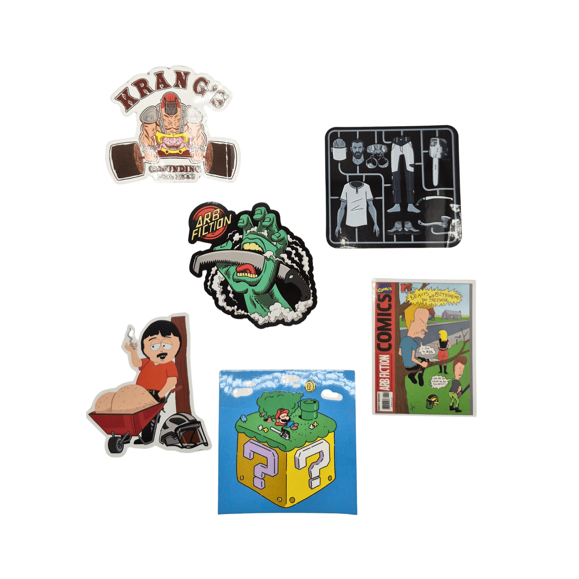 Sticker Collection Volumes 1 to 9 featuring unique designs from pop culture on high-quality Arb Fiction stickers.