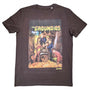 Brown t-shirt with a graphic print of characters from the movie The Goonies.