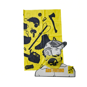 Tool Buff featuring bold yellow design and black graphics for tree surgeons and outdoor workers.