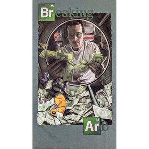 Breaking Bad green T-shirt featuring Walter White counting money, perfect for arborists and fans of the series.