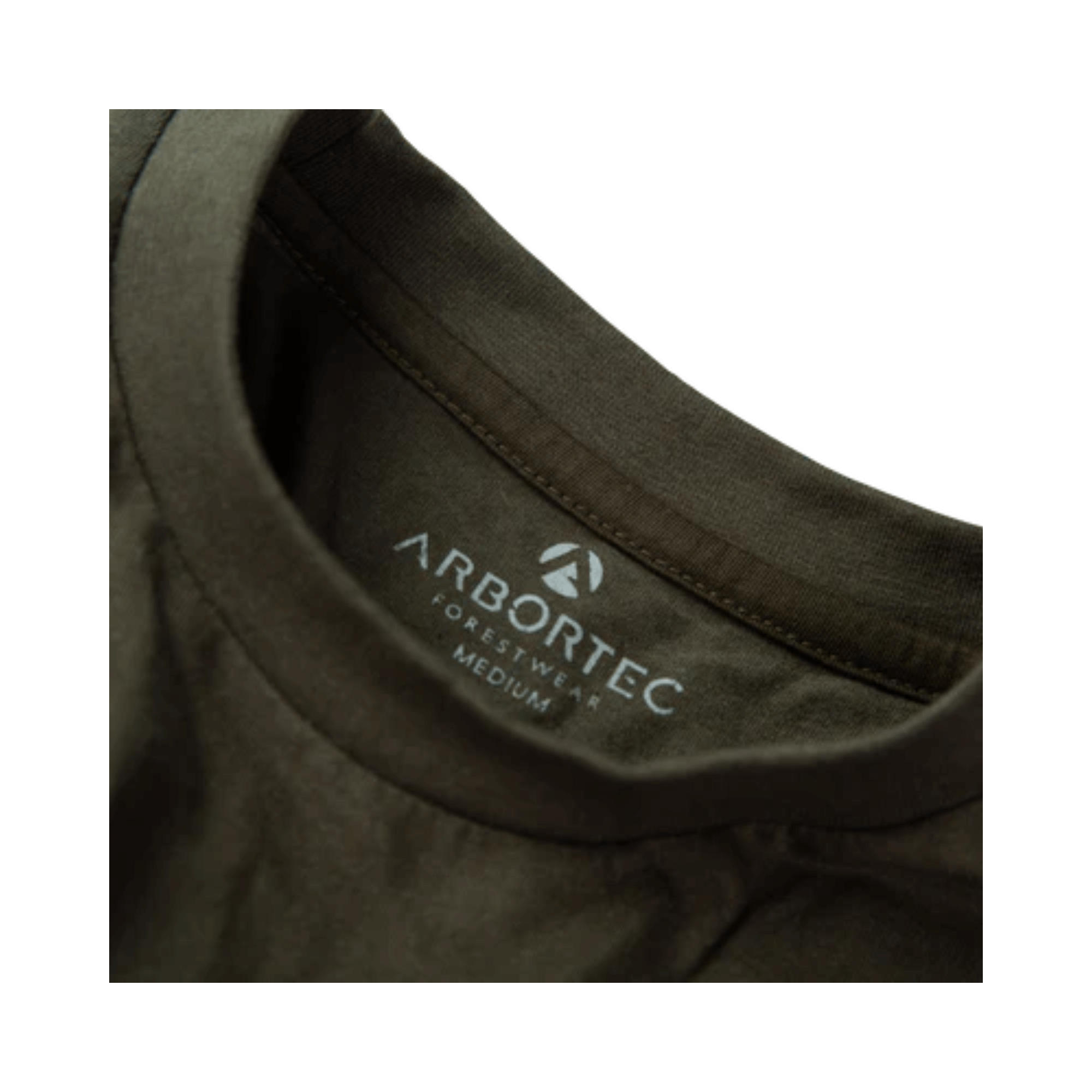 Short Sleeve T-Shirt Olive from Arbortec showing the brand label and neckline in olive color.