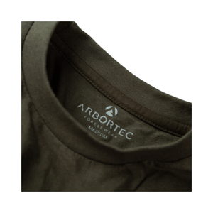 Short Sleeve T-Shirt Olive from Arbortec showing the brand label and neckline in olive color.