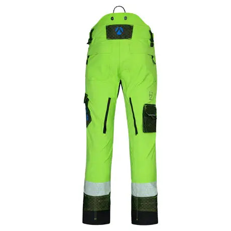 Breatheflex Pro Deep Forest Chainsaw Trousers Type A in lime, ideal for tree surgeons, featuring reinforced knees and double stitching.