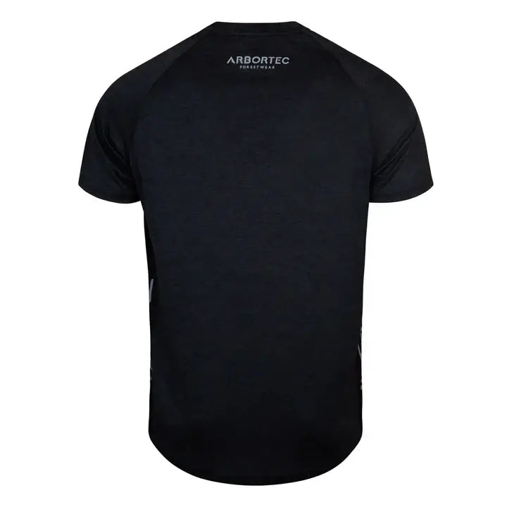 Back view of Arbortec Performance T-Shirt in black, designed for comfort and durability, ideal for tree surgeons.