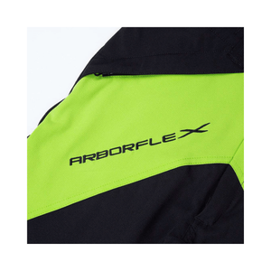 Arborflex Mid Range Lime Trousers logo detail for tree surgeons and arborists