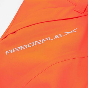 Arborflex Storm Trousers in Hi-Vis Orange, designed for tree surgeons, featuring durable, waterproof fabric.