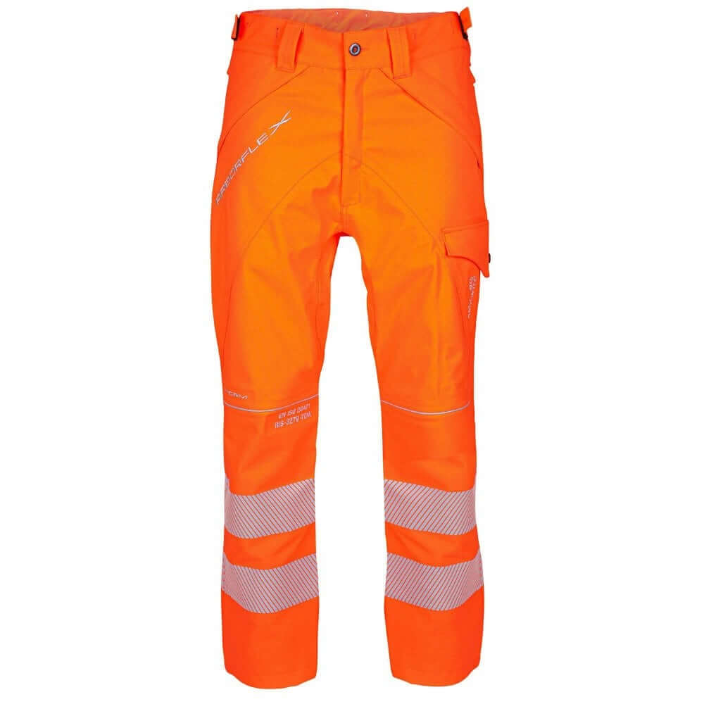 Arbortec Arborflex Storm Trousers in Hi-Vis Orange for tree surgeons, waterproof, breathable, EN ISO 20471 compliant.