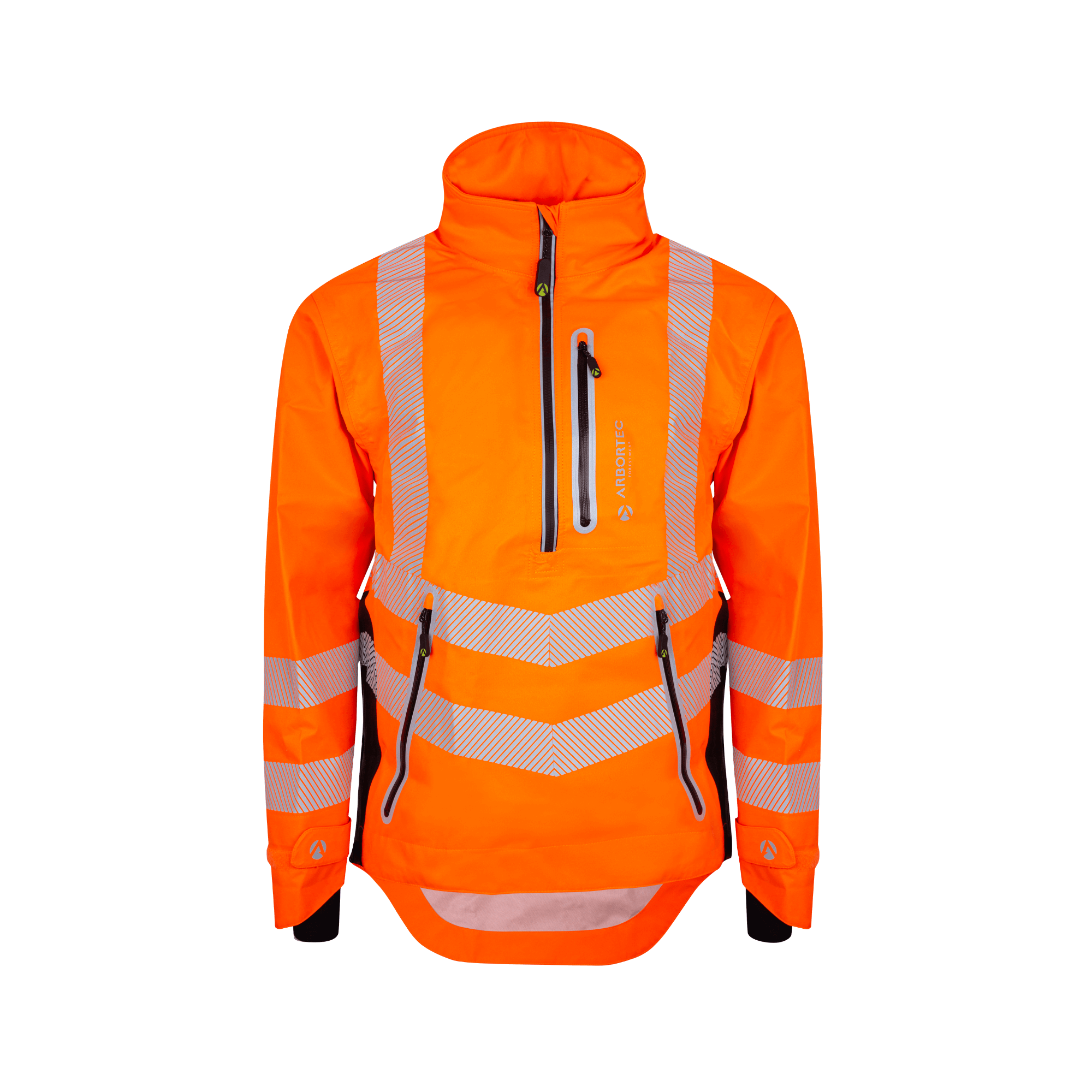 Breathedry Waterproof Smock HV Orange - Hi-Vis waterproof jacket for arborists with reflective strips.
