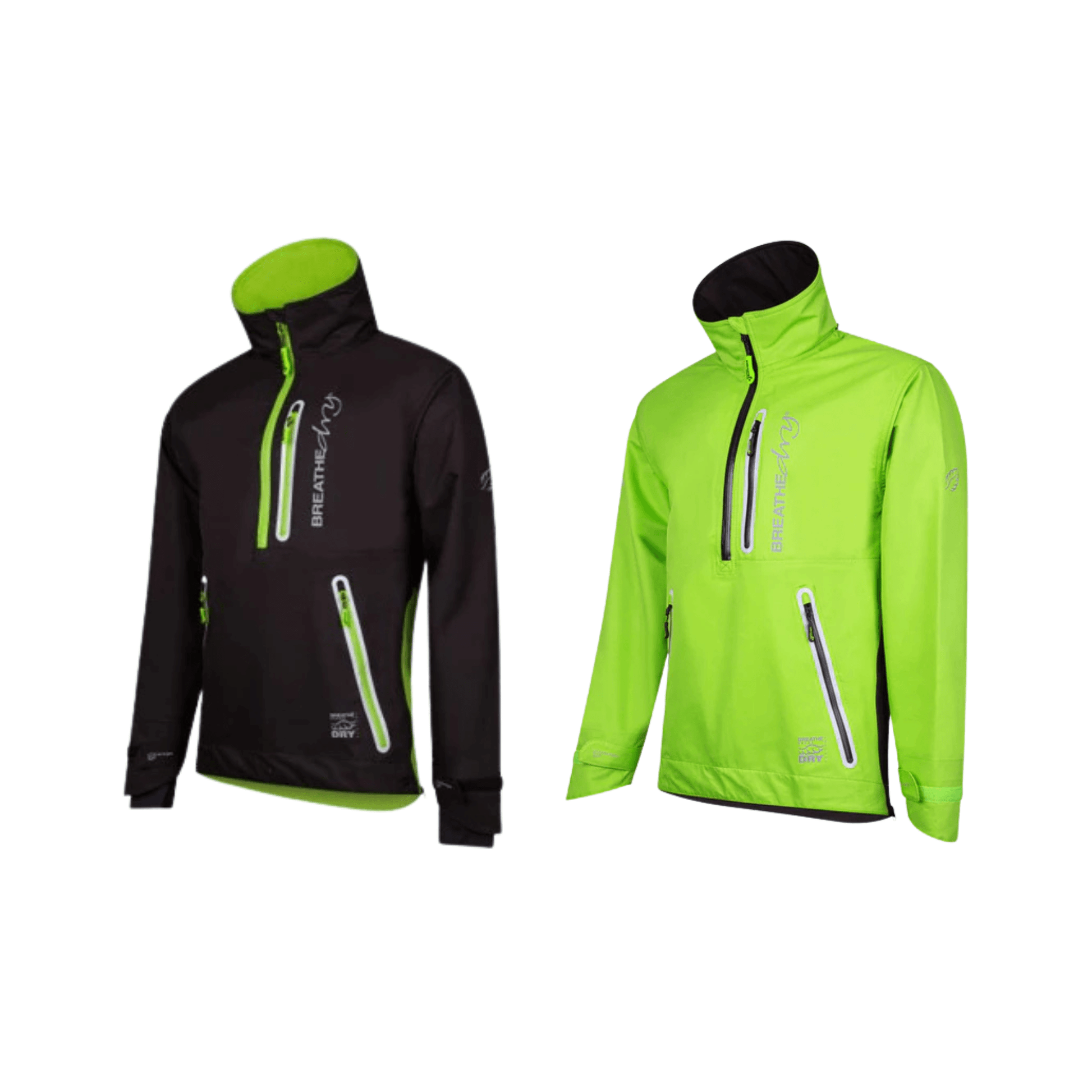 Breathedry Waterproof Smock in black and green, designed for tree surgeons and arborists.