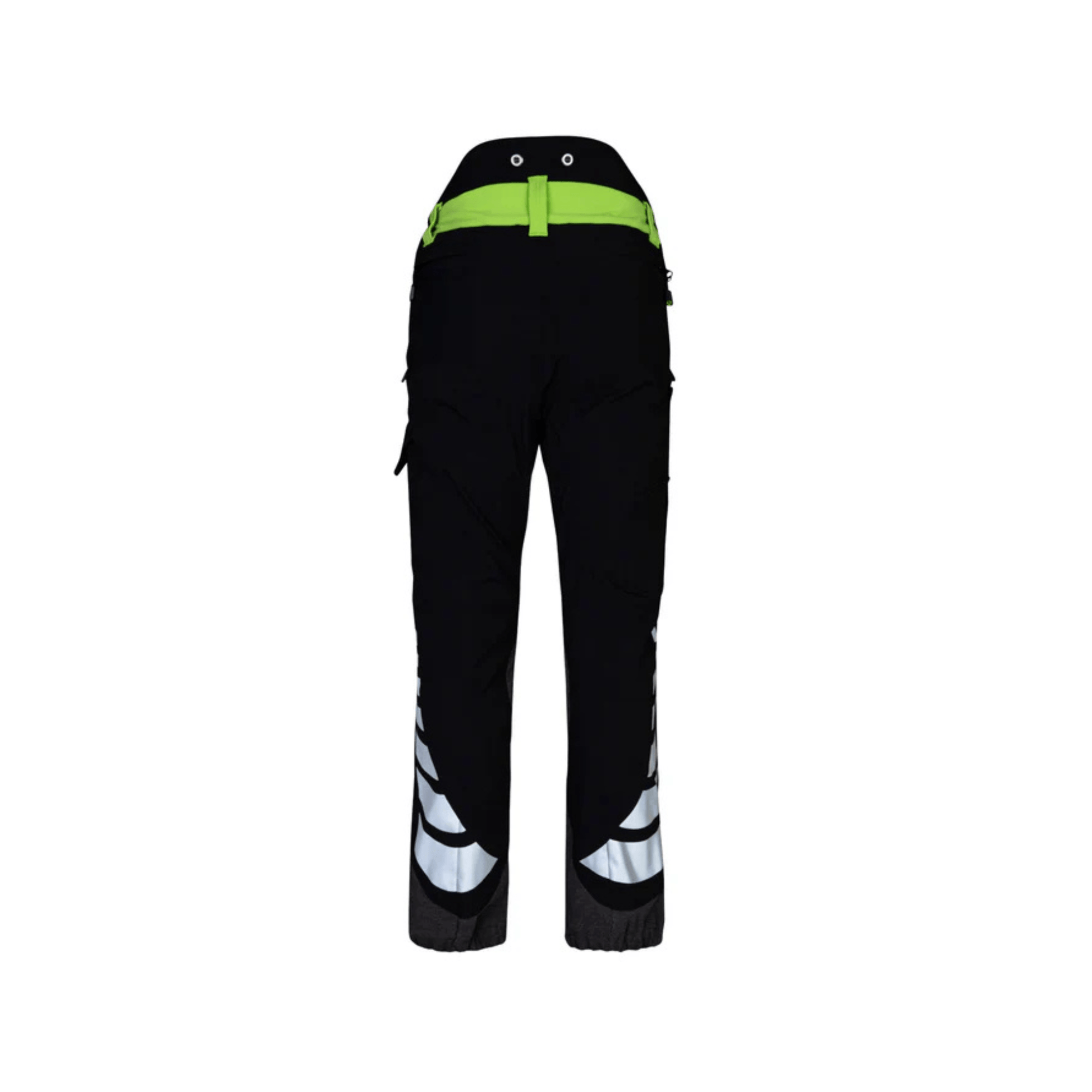 Breatheflex Chainsaw Trousers Black/Lime Type C Class 2 - back view with reflective detailing for tree surgeons.