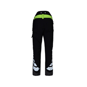 Breatheflex Chainsaw Trousers Black/Lime Type C Class 2 - back view with reflective detailing for tree surgeons.