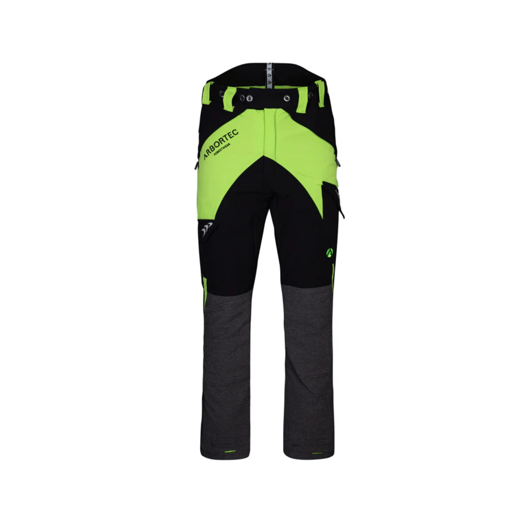 Breatheflex Chainsaw Trousers Black/Lime Type C Class 2 designed for tree surgeons with high-performance protection.