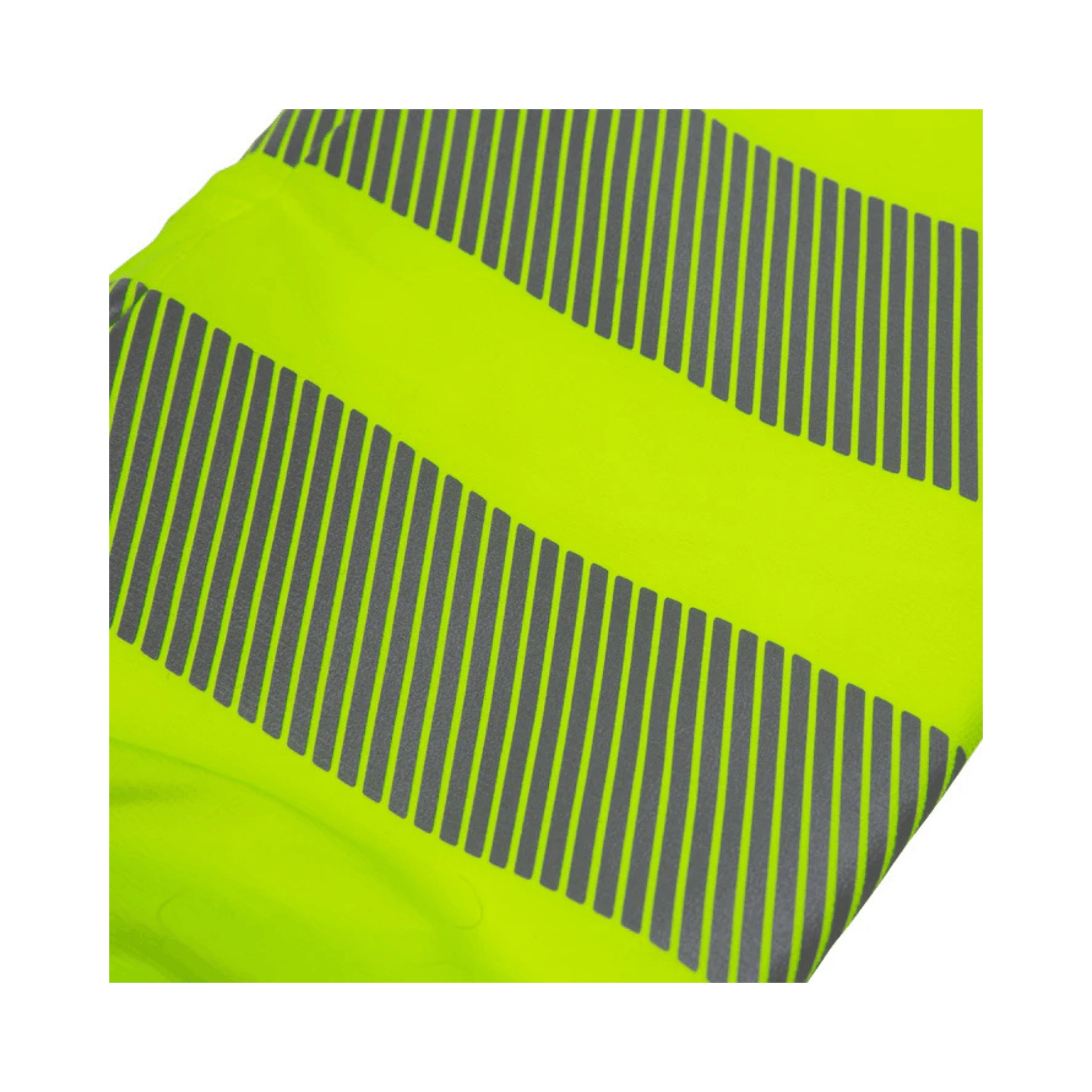 Breatheflex Chainsaw Trousers Design C Class 1 Hi-Vis Yellow close-up showing high-visibility fabric details.
