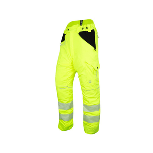 Breatheflex Chainsaw Trousers Design C Class 1 Hi-Vis Yellow for tree surgeons, featuring reflective stripes for safety.