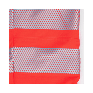 Breatheflex Chainsaw Trousers Design C Class 3 Hi-Vis Orange close-up showing high-visibility fabric and reflective stripes.