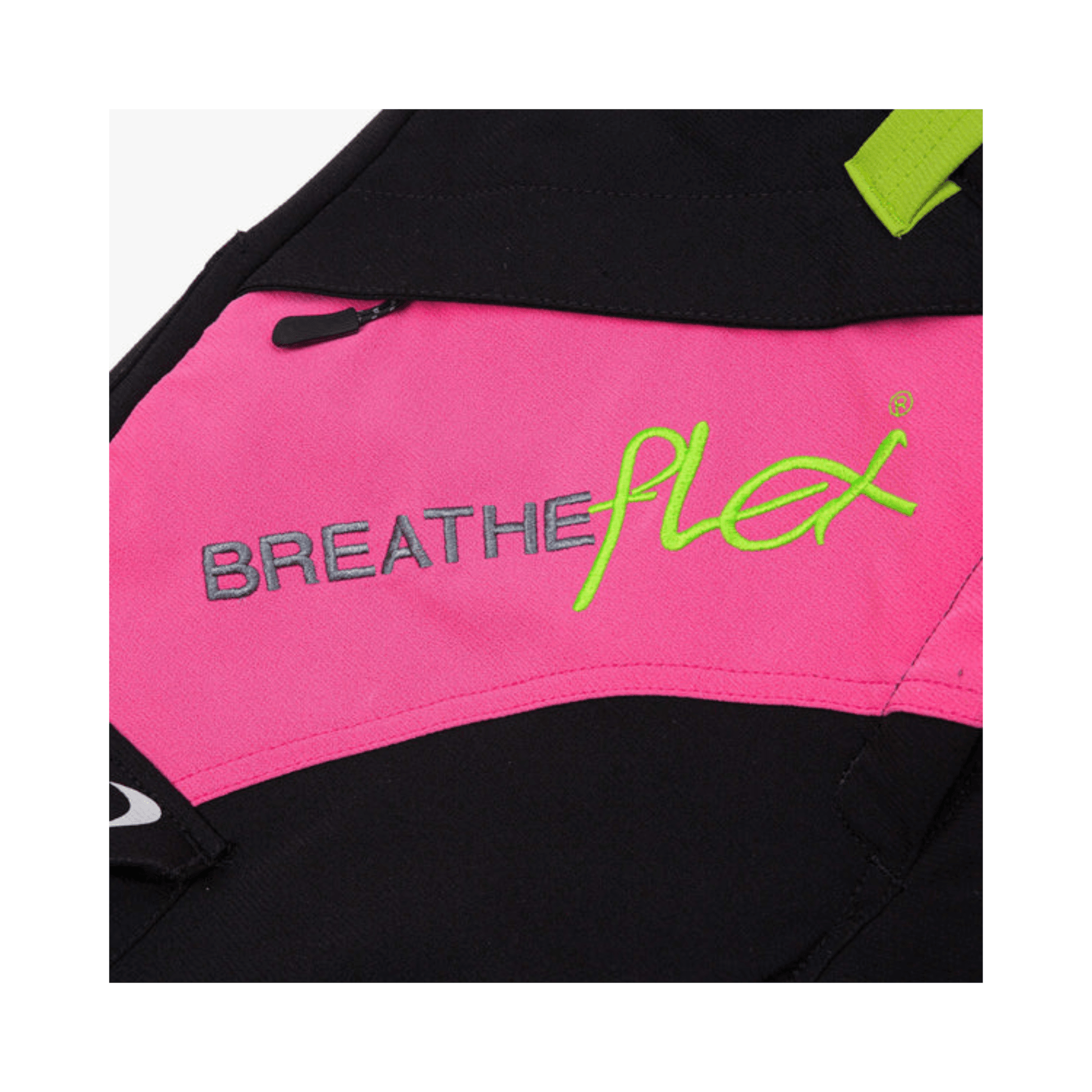 Close-up of Breatheflex Chainsaw Trousers Design Type A Womens logo, showcasing lightweight comfort for tree surgeons.