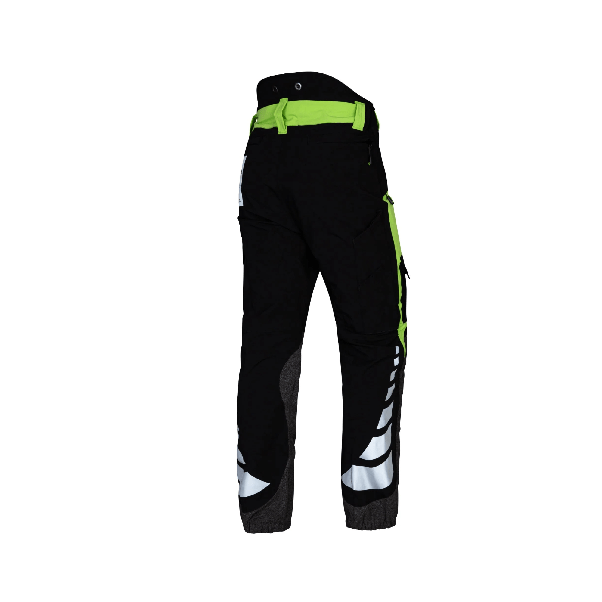 Breatheflex Chainsaw Trousers Lime Design Type C Womens back view showcasing high-visibility design for tree surgeons.