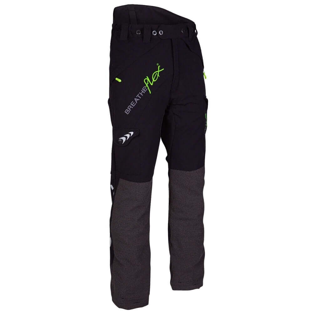 Arbortec Breatheflex Chainsaw Trousers Type A in black, designed for tree surgeons with superior protection and comfort.