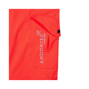 Breatheflex Chainsaw Trousers Design Type C Class 2 Hi Viz Orange logo detail on fabric