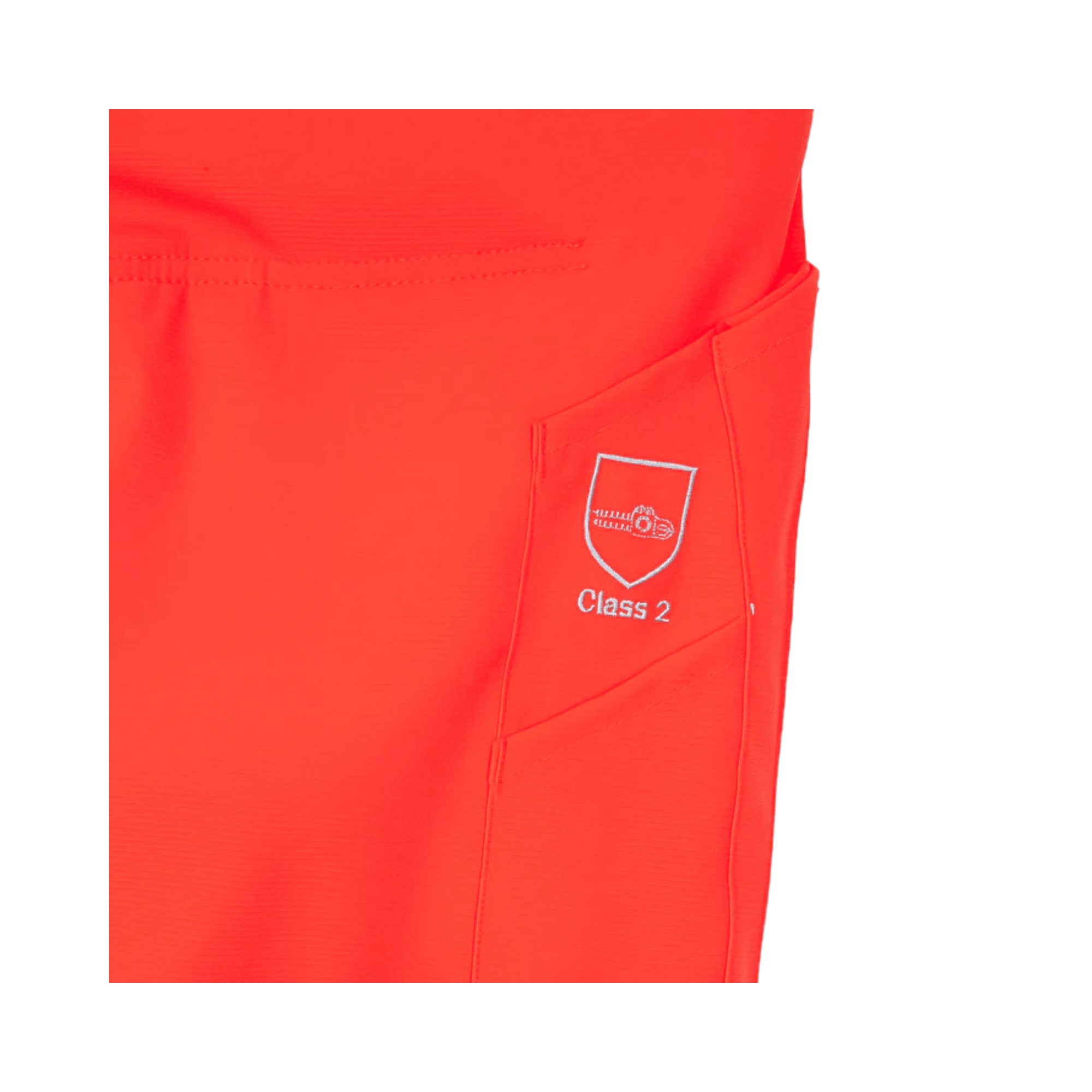 Breatheflex Chainsaw Trousers Design Type C Class 2 Hi Viz Orange close-up of the Class 2 pocket detail.