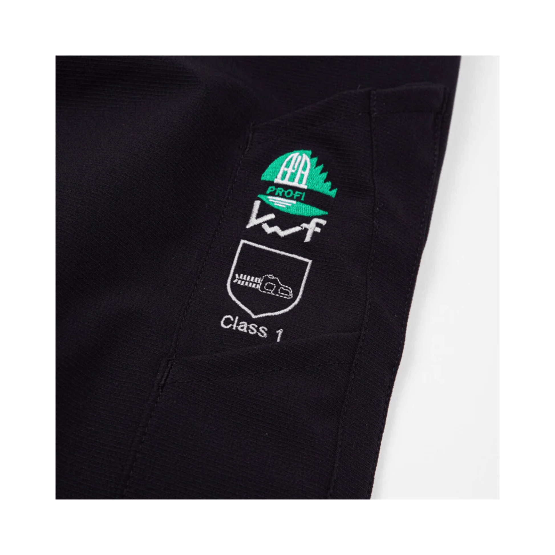 Breatheflex Chainsaw Trousers Type C label showing Class 1 certification and quality assurance for tree surgeons.