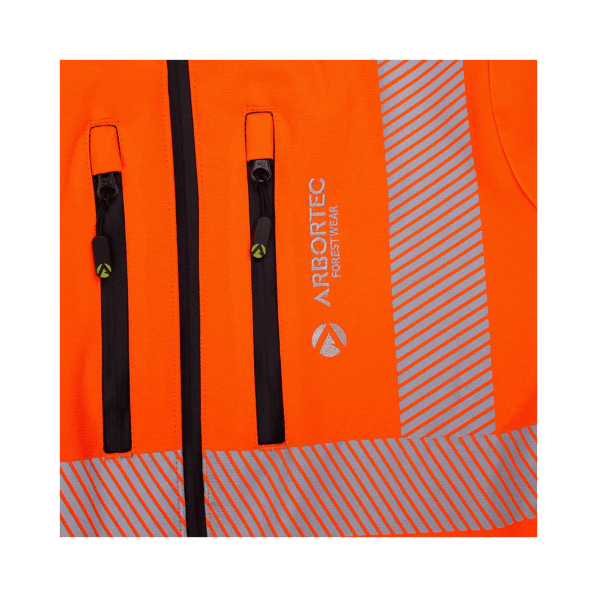 Breatheflex Performance Work Jacket Hi Vis Orange featuring reflective stripes and zippered pockets for visibility and mobility.