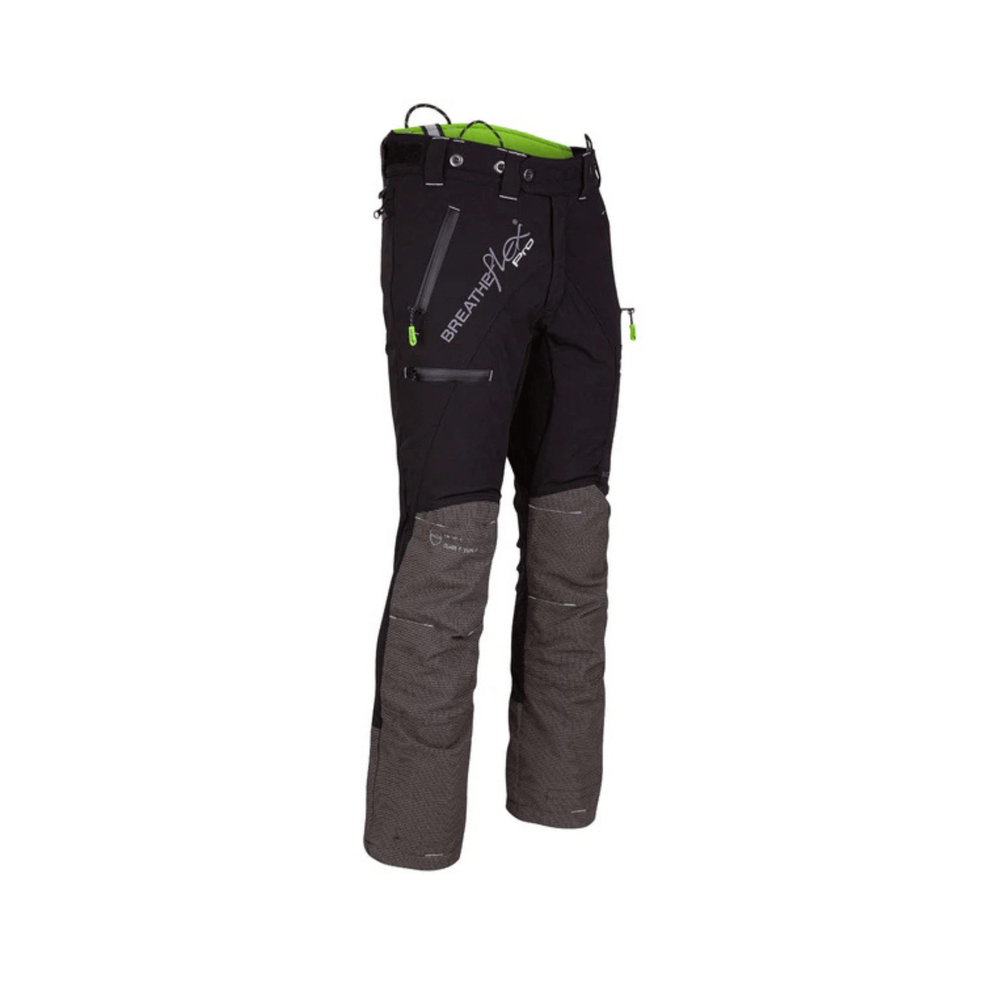 Breatheflex Pro Chainsaw Trousers Black Type C for tree surgeons and arborists, designed for protection and flexibility.