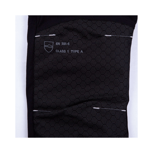 Breatheflex Pro Freestyle Chainsaw Trousers Black/Lime Type C close-up showing protective fabric and Class 1 Type A label.