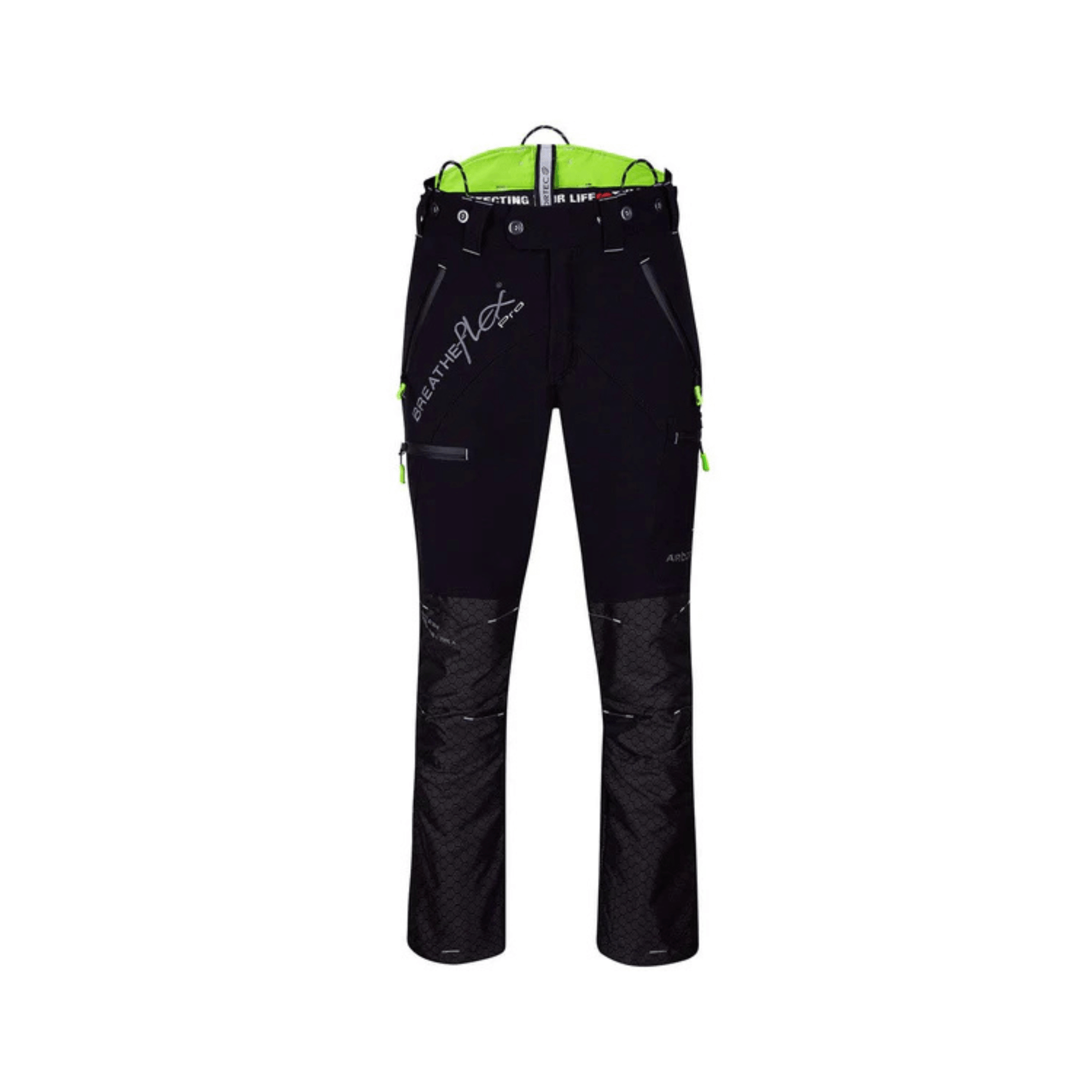 Breatheflex Pro Freestyle Chainsaw Trousers Black/Lime Type C for tree surgeons and arborists.