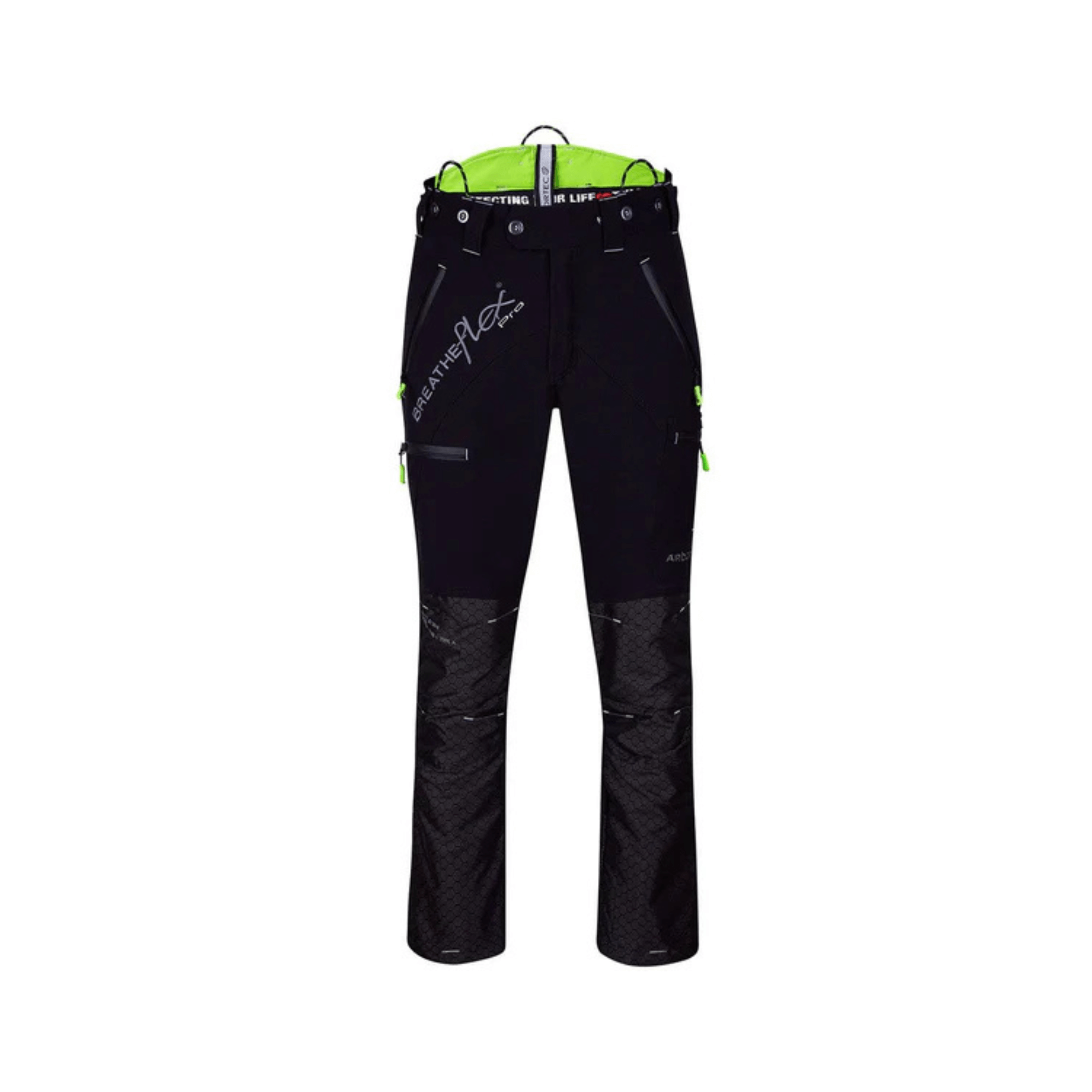 Breatheflex Pro Freestyle Chainsaw Trousers Black/Lime Type C for tree surgeons and arborists.
