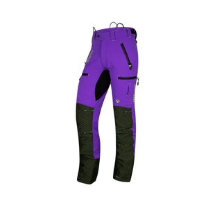 Breatheflex Pro Freestyle Chainsaw Trousers Type C in purple and black, designed for arborists and forestry workers.