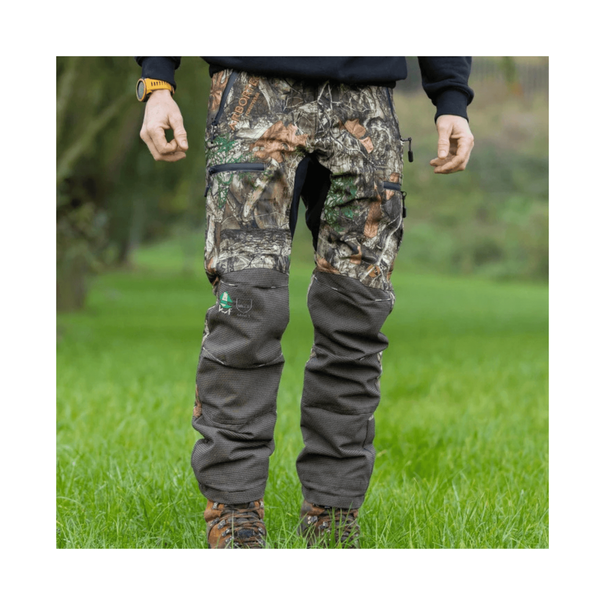 Breatheflex Pro Realtree Chainsaw Trousers Type C for tree surgeons featuring camouflage design and durable materials.