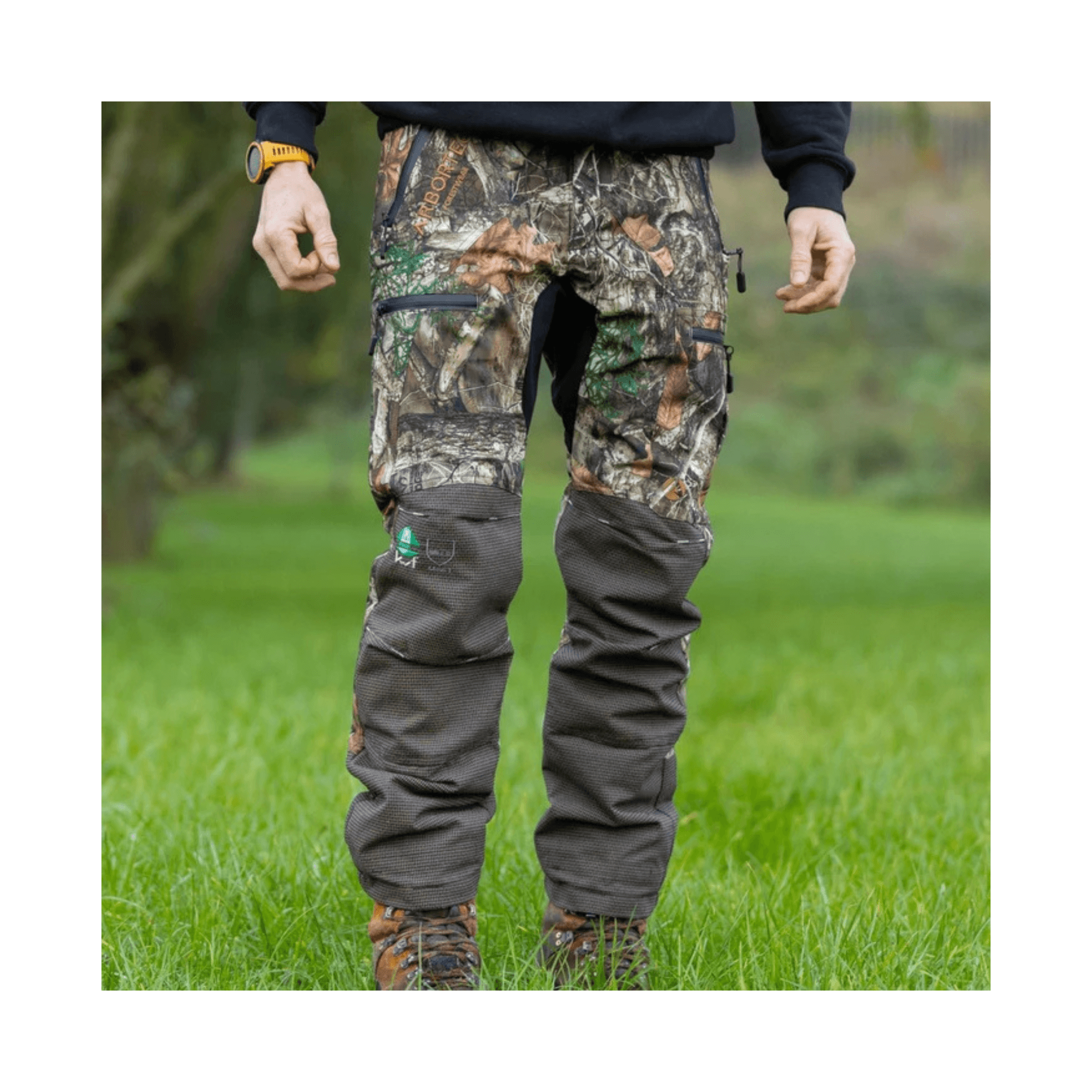 Breatheflex Pro Realtree Chainsaw Trousers Type C for tree surgeons featuring camouflage design and durable materials.