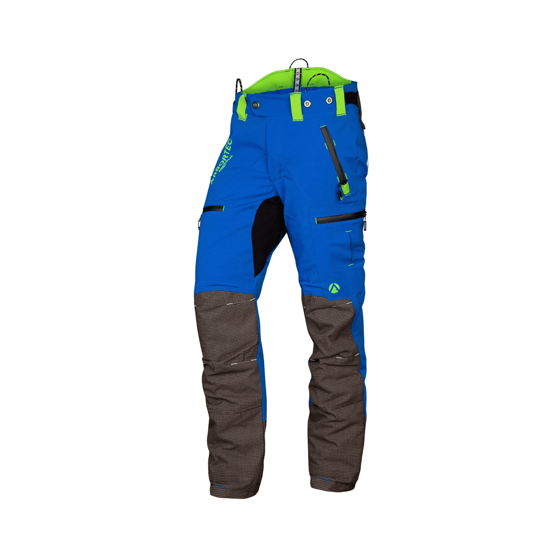 Breatheflex Pro Chainsaw Trousers Type A in blue and grey with advanced breathability and protective features.