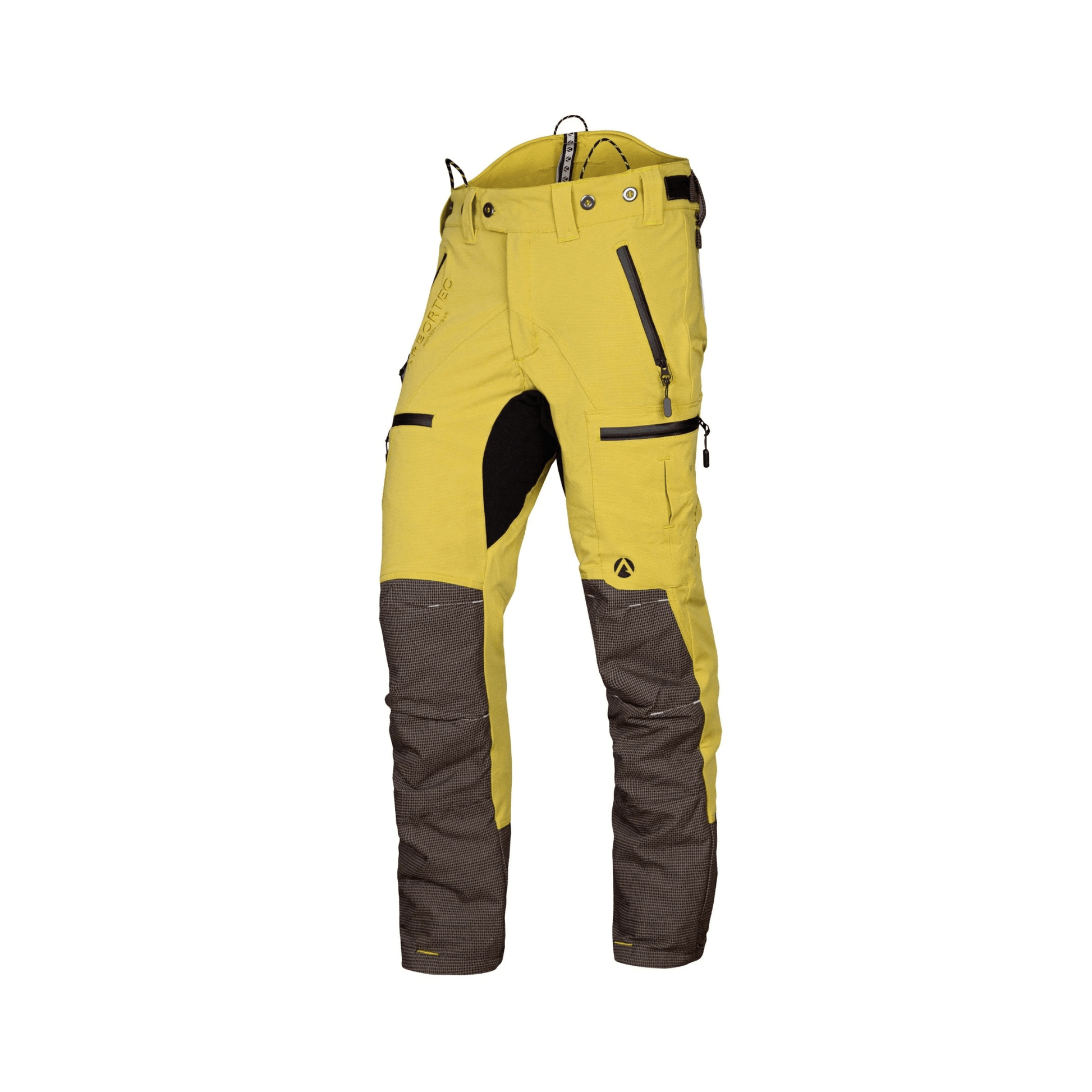 Breatheflex Pro Chainsaw Trousers Type A in bright yellow and brown, designed for professional arborists.