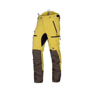 Breatheflex Pro Chainsaw Trousers Type A in bright yellow and brown, designed for professional arborists.