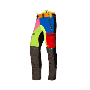 Breatheflex Pro Chainsaw Trousers Type A in colorful design with functional pockets and adjustable features.