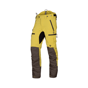 Breatheflex Pro Chainsaw Trousers Type C in yellow and brown, designed for arborists and tree surgeons.