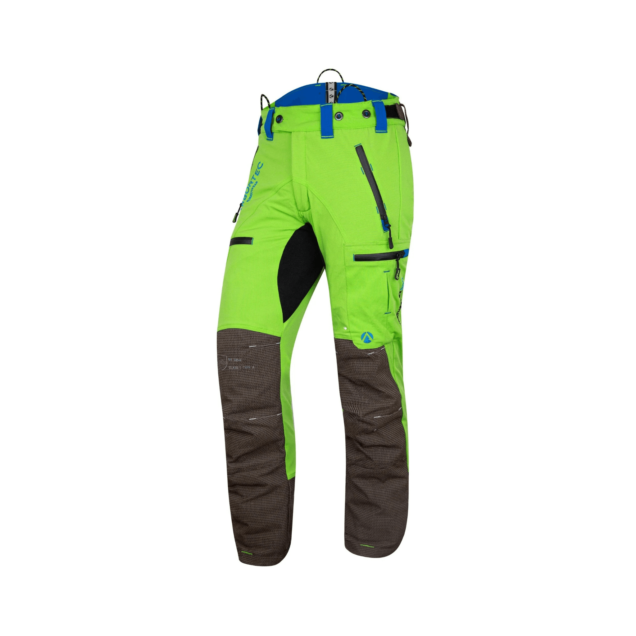 Breatheflex Pro Chainsaw Trousers Type C in bright green with brown accents for professional arborists.