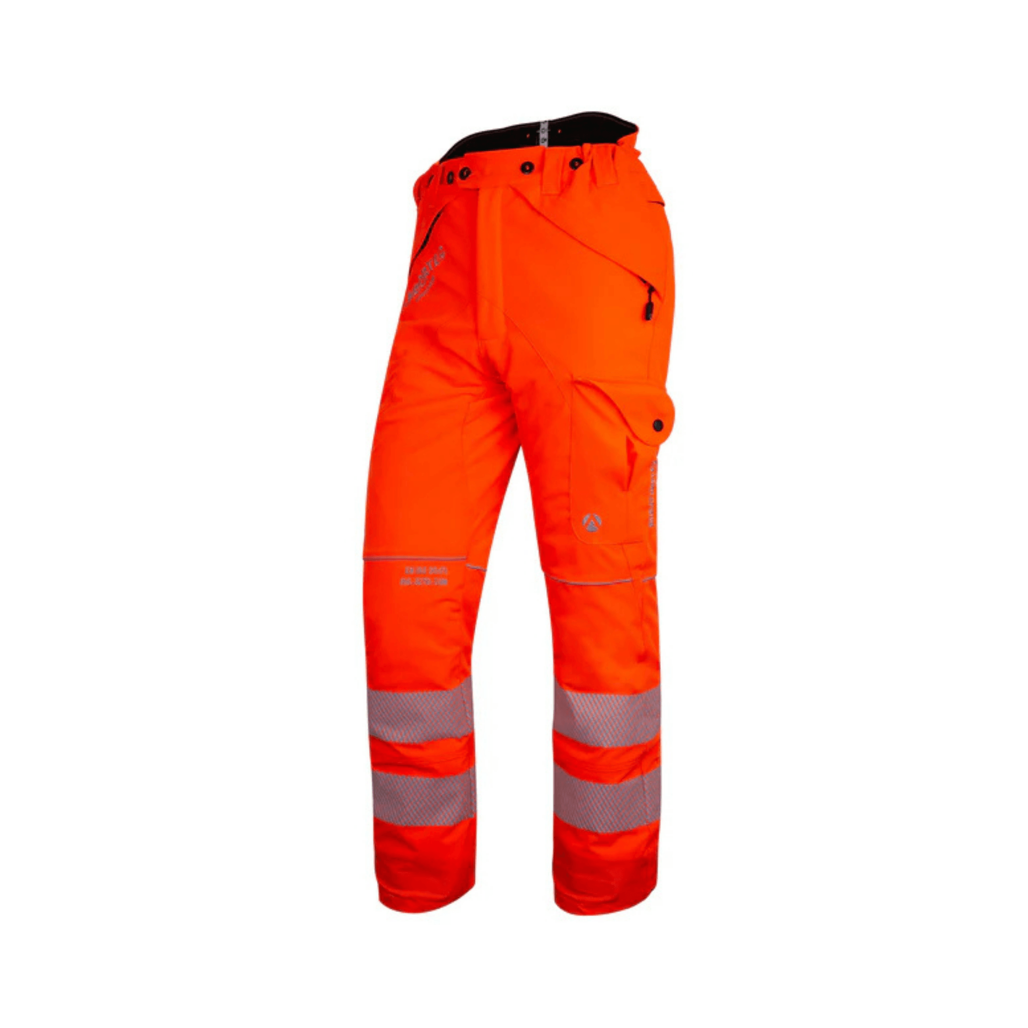 Breatheflex Chainsaw Trousers Type A - High-visibility orange trousers for arborists with reflective strips.
