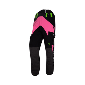 Breatheflex Chainsaw Trousers Type A Womens rear view with pink and black design for female arborists.
