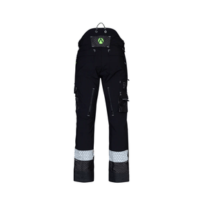Back view of Deep Forest Chainsaw Trousers Type A designed for tree surgeons, showcasing durability and protective features.