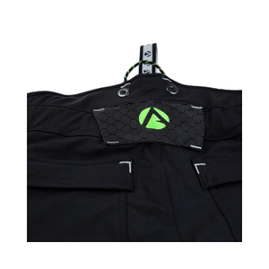 Close-up of the waistband and logo on the Arbortec Deep Forest Chainsaw Trousers Type A.